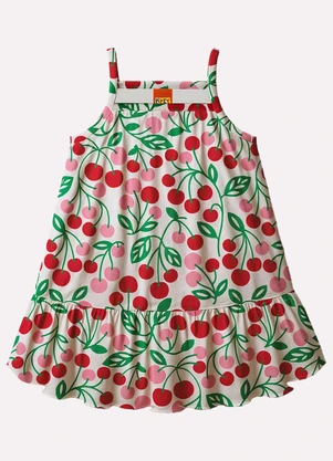 Kyly - Vestido Infantil Menina Cerejas Branco - KYLY