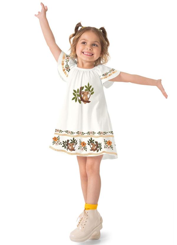 Nanai - Vestido Infantil Menina Coala Off White