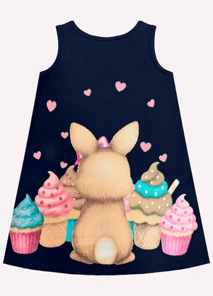 Kyly - Vestido Infantil Menina Coelhinho Azul - KYLY