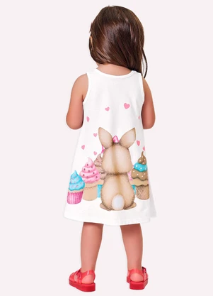 Kyly - Vestido Infantil Menina Coelhinho Branco - KYLY