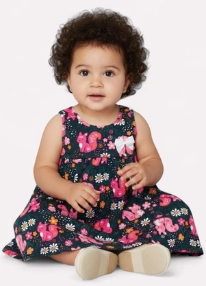 Kyly - Vestido Infantil Menina Coelho Azul Marinho - KYLY