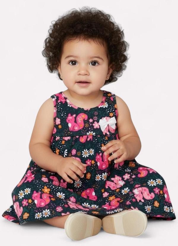 Kyly - Vestido Infantil Menina Coelho Azul Marinho 1