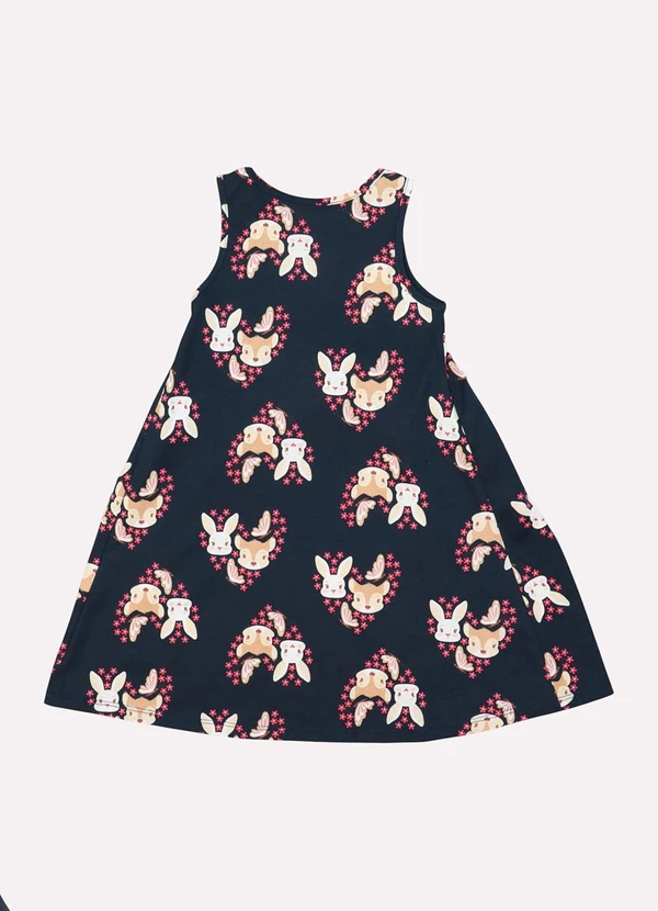 Kyly - Vestido Infantil Menina Coelho Azul Marinho 3