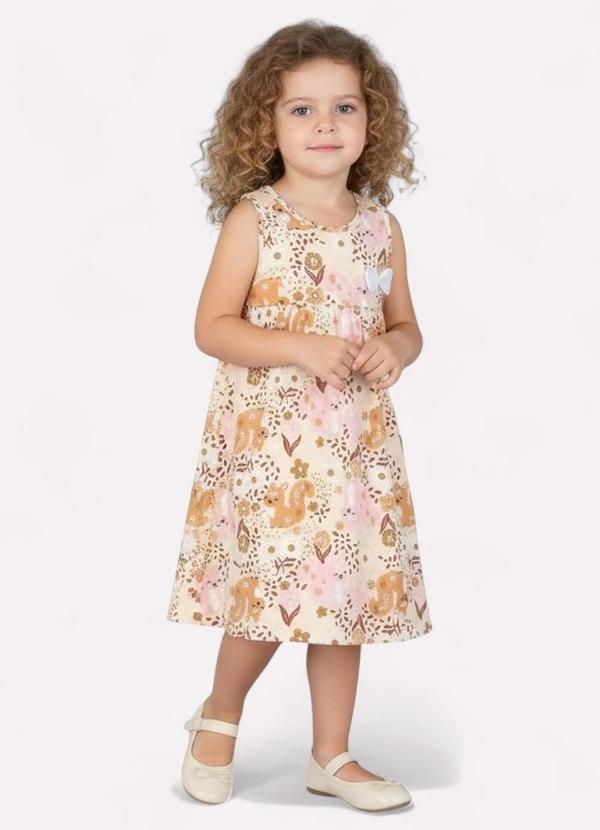 Kyly - Vestido Infantil Menina Coelho Bege
