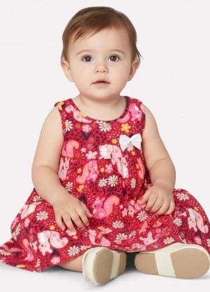 Kyly - Vestido Infantil Menina Coelho Vermelho - KYLY