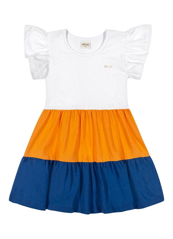Elian - Vestido Infantil Menina Color Block Elian Branco
