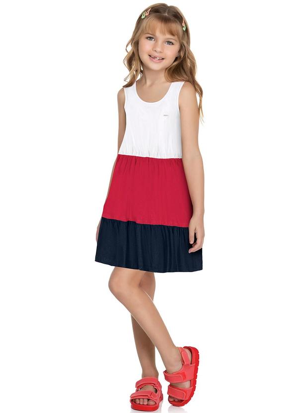 Elian - Vestido Infantil Menina Color Block Elian Branco