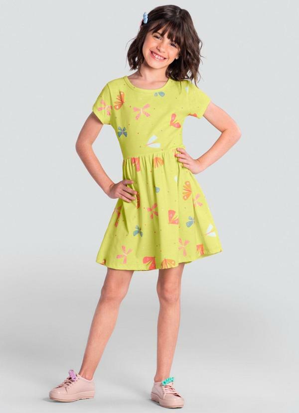 Brandili - Vestido Infantil Menina Colorido Floral Amarelo