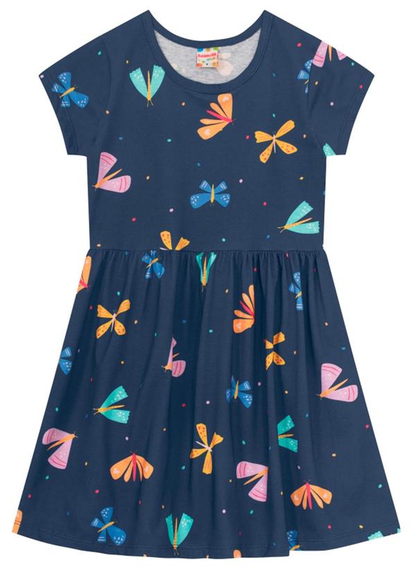 Brandili - Vestido Infantil Menina Colorido Floral Azul 1