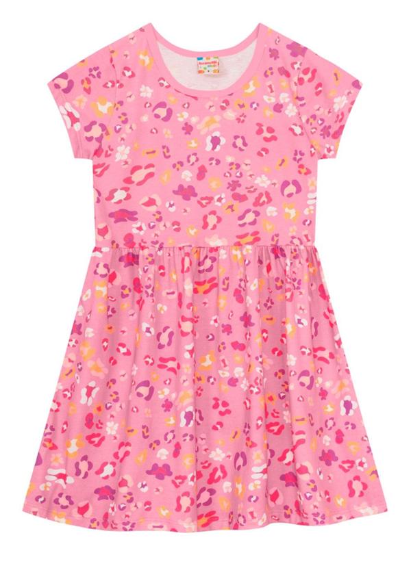 Brandili - Vestido Infantil Menina Colorido Floral Rosa