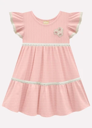 Milon - Vestido Infantil Menina com Aviamento Rosa - MILON
