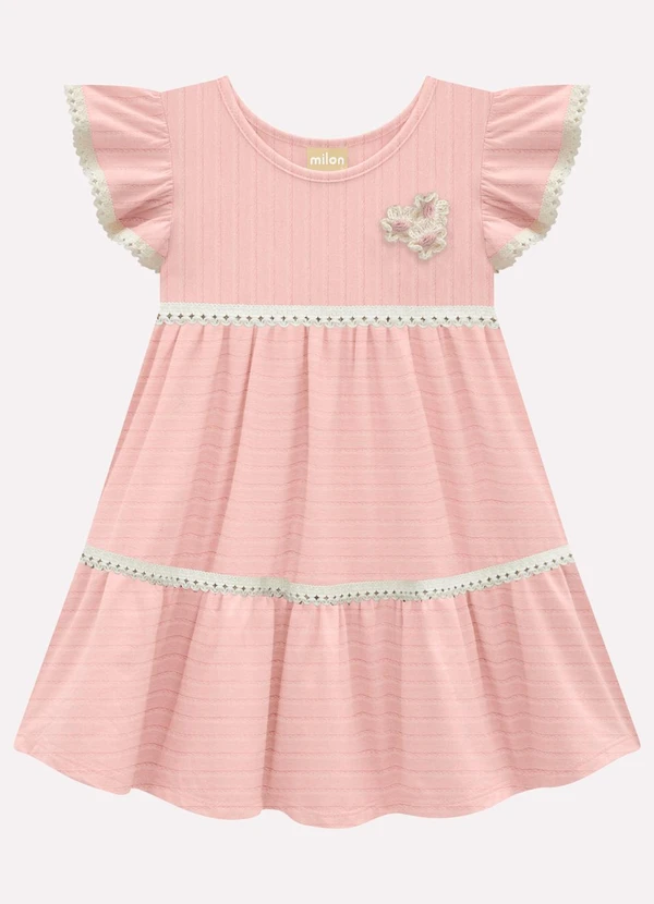 Milon - Vestido Infantil Menina com Aviamento Rosa