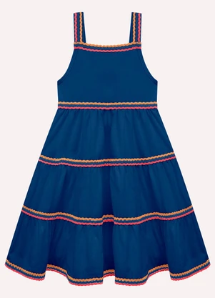 Nanai - Vestido Infantil Menina com Aviamentos Azul - NANAI
