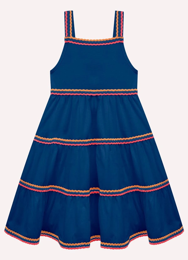 Nanai - Vestido Infantil Menina com Aviamentos Azul 2
