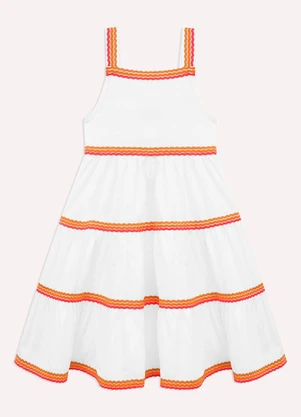Nanai - Vestido Infantil Menina com Aviamentos Off White - NANAI