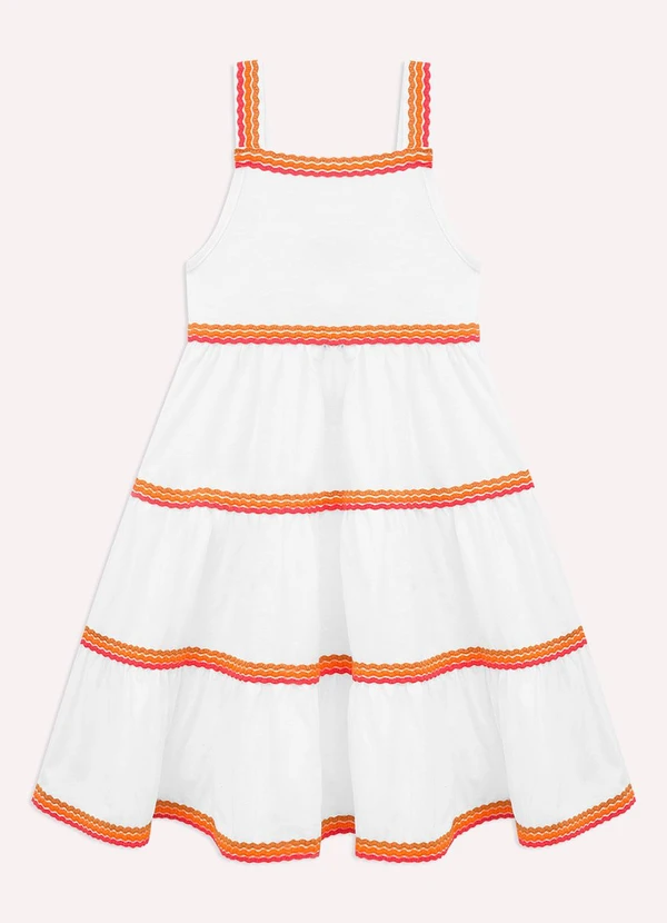 Nanai - Vestido Infantil Menina com Aviamentos Off White