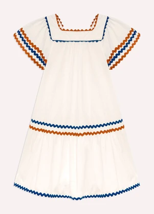 Nanai - Vestido Infantil Menina com Aviamentos Off White - NANAI