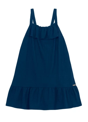 Brandili - Vestido Infantil Menina com Babado Azul - BRANDILI
