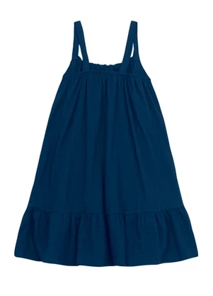 Brandili - Vestido Infantil Menina com Babado Azul - BRANDILI
