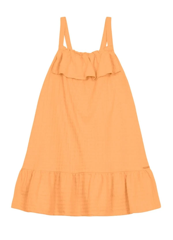Brandili - Vestido Infantil Menina com Babado Laranja