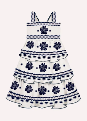 Nanai - Vestido Infantil Menina com Babados Off White - NANAI