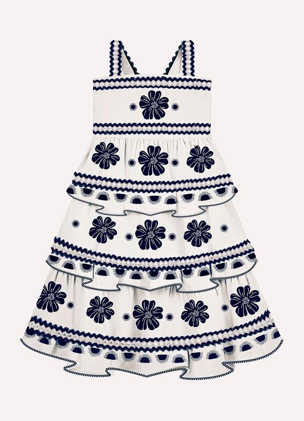 Nanai - Vestido Infantil Menina com Babados Off White