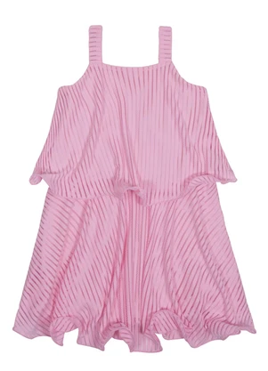 Alakazoo - Vestido Infantil Menina com Babados Rosa - ALAKAZOO
