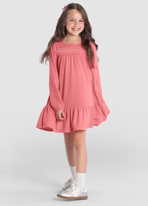 Brandili - Vestido Infantil Menina com Babados Rosa - BRANDILI