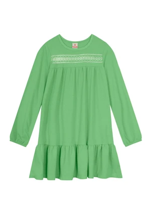 Brandili - Vestido Infantil Menina com Babados Verde - BRANDILI