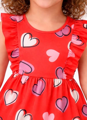 Rosa Azul - Vestido Infantil Menina com Babados Vermelho - ROSA AZUL