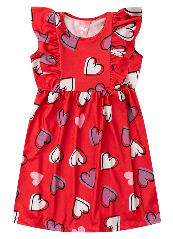 Rosa Azul - Vestido Infantil Menina com Babados Vermelho 3