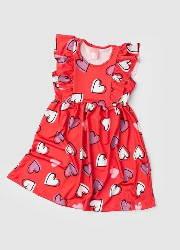 Rosa Azul - Vestido Infantil Menina com Babados Vermelho 4