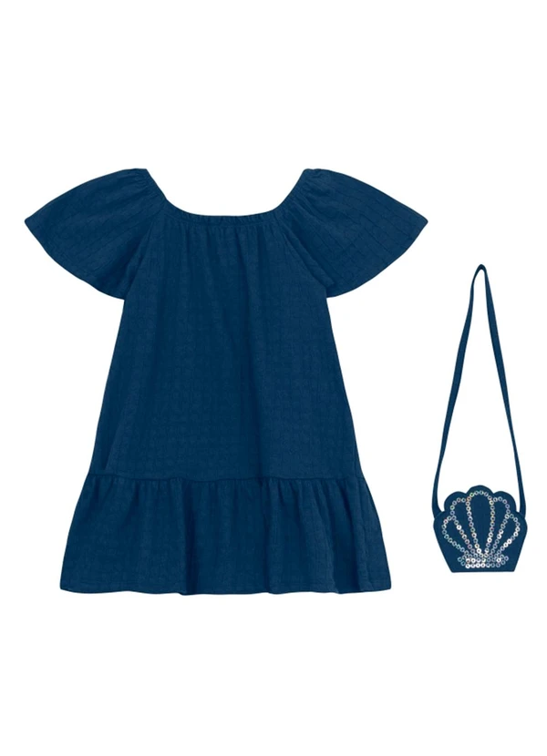 Brandili - Vestido Infantil Menina com Bolsa Azul