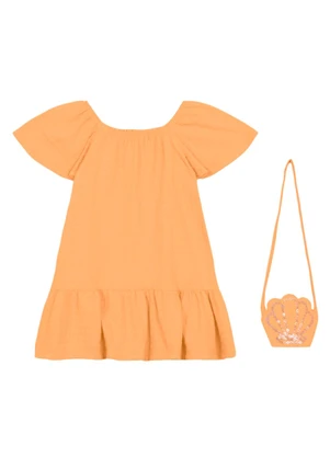 Brandili - Vestido Infantil Menina com Bolsa Laranja - BRANDILI