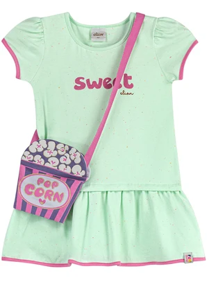 Elian - Vestido Infantil Menina com Bolsa Pipoca Verde - ELIAN