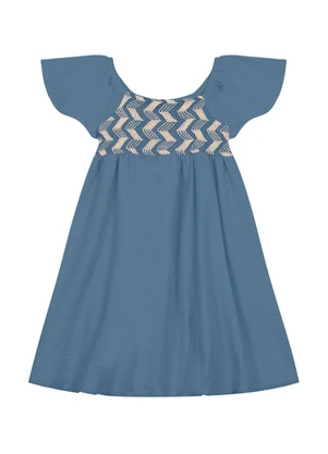 Mundi - Vestido Infantil Menina com Bordado Azul - MUNDI