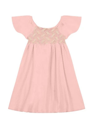 Mundi - Vestido Infantil Menina com Bordado Rosa - MUNDI