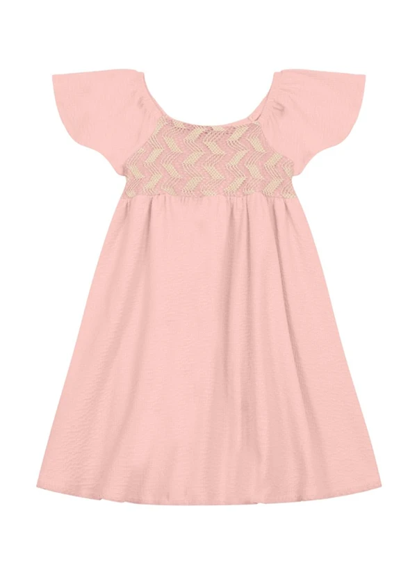 Brandili Mundi - Vestido Infantil Menina com Bordado Rosa 2