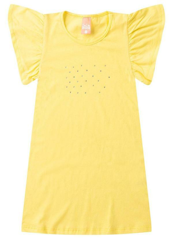 Rosa Azul - Vestido Infantil Menina com Brilho Iaia Amarelo