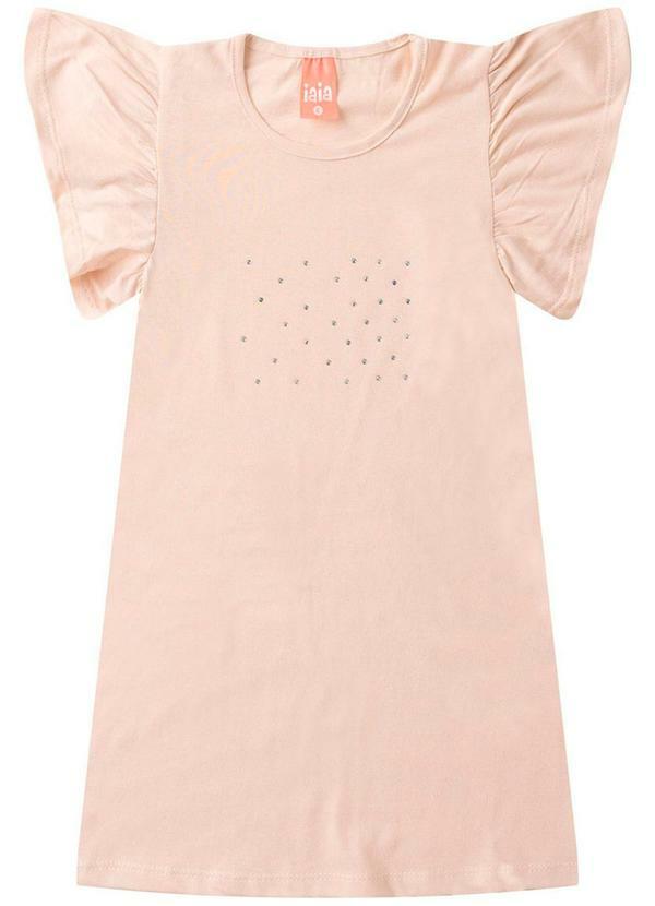Rosa Azul - Vestido Infantil Menina com Brilho Iaia Bege