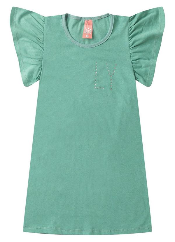 Rosa Azul - Vestido Infantil Menina com Brilho Verde Malva