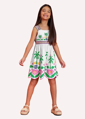 Nanai - Vestido Infantil Menina com Corte a Laser Branco - NANAI