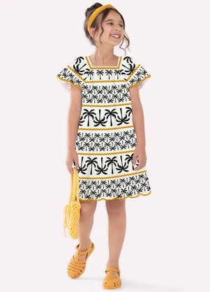 Nanai - Vestido Infantil Menina com Corte a Laser Branco - NANAI