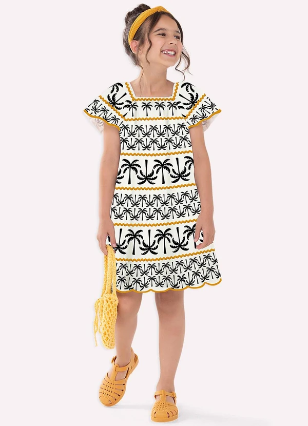 Nanai - Vestido Infantil Menina com Corte a Laser Branco