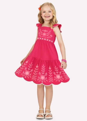 Nanai - Vestido Infantil Menina com Corte a Laser Rosa - NANAI