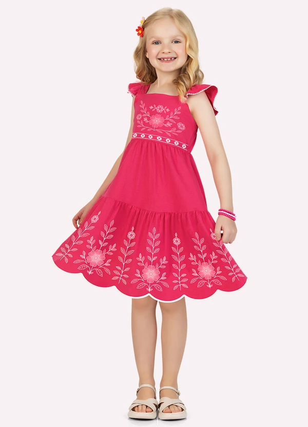 Nanai - Vestido Infantil Menina com Corte a Laser Rosa