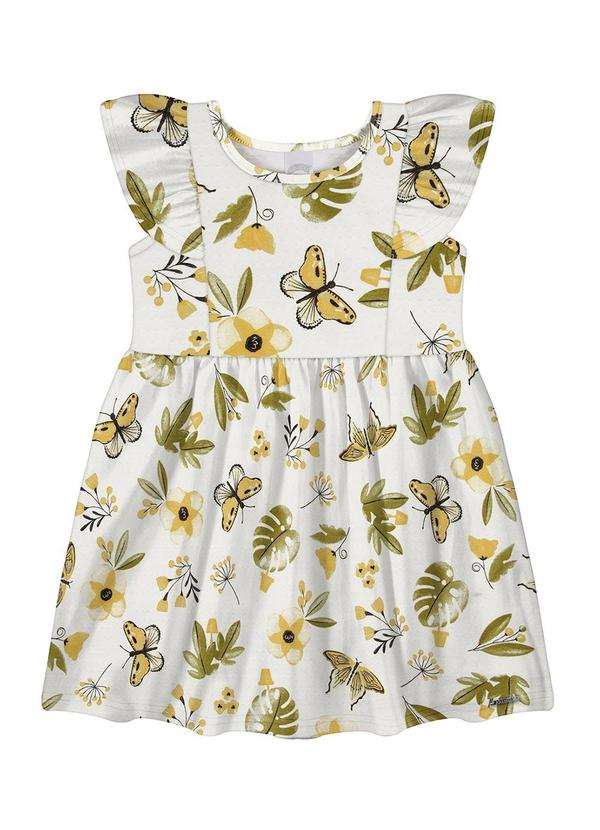 Alakazoo - Vestido Infantil Menina com Estampa Borboletas Amarelo 2