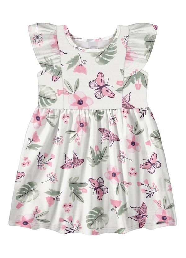 Alakazoo - Vestido Infantil Menina com Estampa Borboletas Off White 1