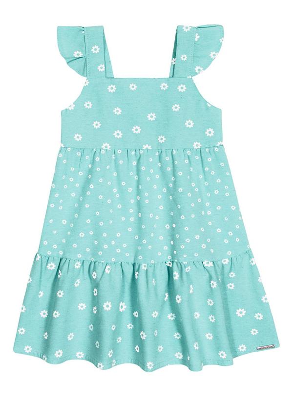 Alakazoo - Vestido Infantil Menina com Estampa Flores Azul 2