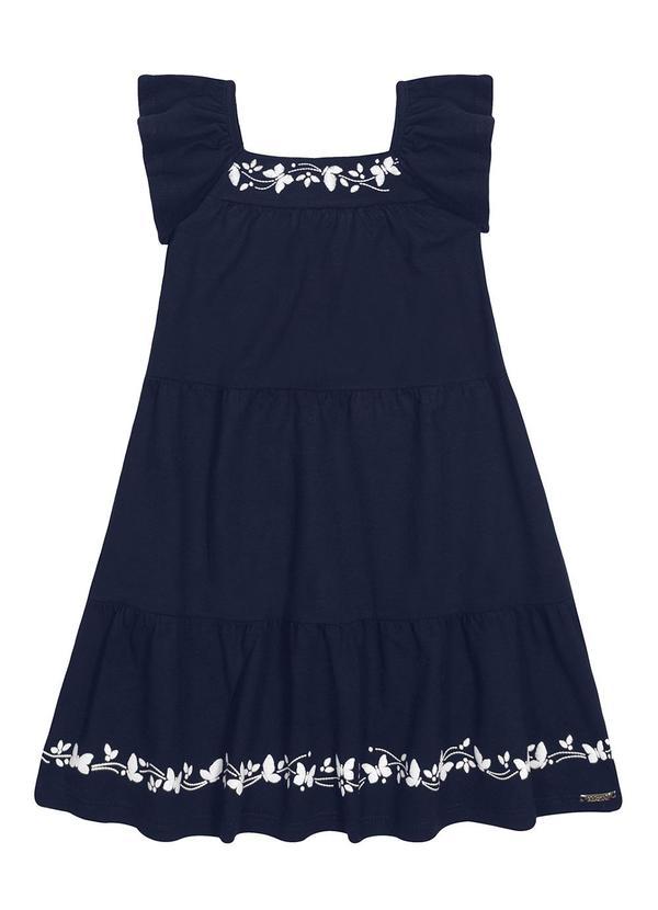 Alakazoo - Vestido Infantil Menina com Estampa Relevo Azul 2